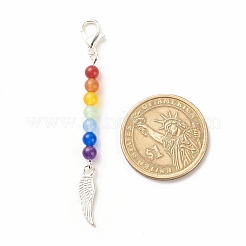 Chakra-Thema natürliche und gefärbte Malaysische Jade-Perlen-Anhänger-Dekorationen&nbsp;HJEW-JM00642-03