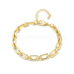 Латунные прямоугольные звенья цепи браслеты для женщин мужчин&nbsp;LS-BJEW-K273-08G