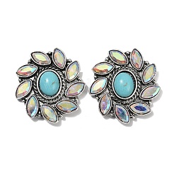 Серьги-гвоздики из сплава синтетической бирюзы&nbsp;LS-EJEW-U053-02AS