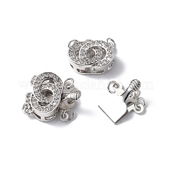 Покрытие стойки латунь микро паве прозрачный кубический цирконий застежки коробки KK-E073-02P