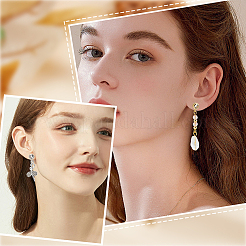 8 пара двухцветных сережек-гвоздиков с микропаве из прозрачного кубического циркония из латуни&nbsp;ZIRC-BBC0003-17