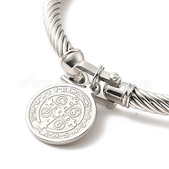 Armreif mit Saint Benedict-Anhängern aus 304 Edelstahl für Frauen&nbsp;BJEW-P283-06C