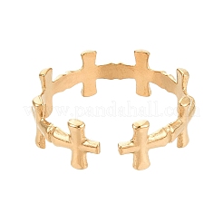 Ionenplattierung (IP) 304 Edelstahl Kreuz offener Manschettenring für Frauen&nbsp;RJEW-K245-26G