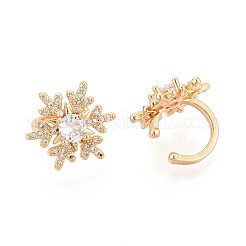 Латунные серьги-манжеты из прозрачного кубического циркония EJEW-T047-75G