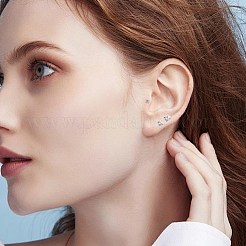 15 шт. плоские круглые серьги-гвоздики из нержавеющей стали 304 с прозрачным кубическим цирконием и титановым сплавом g23 EJEW-FS0001-30