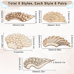 30 пара деревянных кабошонов 5 стилей WOOD-SC0001-85