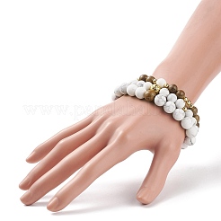 Ensemble de bracelets extensibles en bois de wengé naturel et roche de lave et howlite synthétique de 3 pièces 3 styles&nbsp;BJEW-JB08508