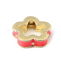 Perline distanziatrici a forma di fiore in smalto ottone&nbsp;KK-CBAF2EC-02G
