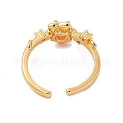 Открытый браслет-манжета с розовым кубическим цирконием цветок жизни RJEW-C048-09G