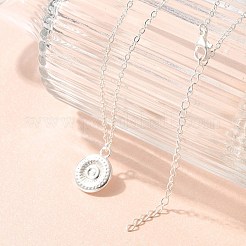 Collane a catena con ciondolo a moneta rotonda piatta in acciaio inossidabile 304 per donna&nbsp;STAS-Z108-02S-01