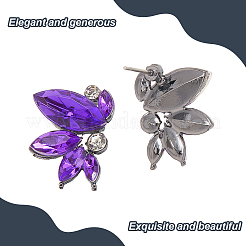 6 пара двухцветных серег-гвоздиков со сверкающими стразами и штифтами из сплава EJEW-AN0004-32