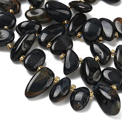 Нити бусин из натурального крашеного синего тигрового глаза&nbsp;G-P604-A13-01