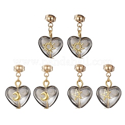 3 пара сережек-гвоздиков из латуни и стекла&nbsp;EJEW-JE06403-01