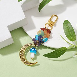 Подвески из сплава «полая луна» и грибы лэмпворк&nbsp;HJEW-JM01612-03