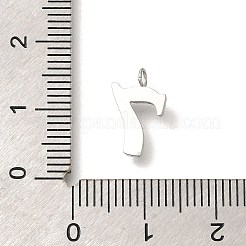 304ステンレススチールマイクロパヴェキュービックジルコニアペンダント  数字のチャーム  ステンレス鋼色  13x8x2mm  穴：2mm&nbsp;STAS-H228-01P-07