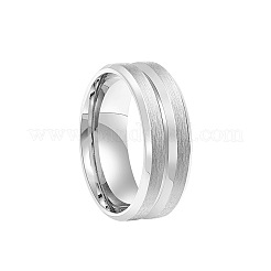 男性用の溝付き201ステンレススチール製指輪  ステンレス鋼色  8mm  内径：17.4mm&nbsp;WG2ADDA-01