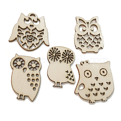 10pcs découpes creuses en forme de hibou en bois non fini&nbsp;WOCR-PW0003-08