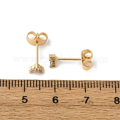 Серьги-гвоздики в форме клевера с микропаве из прозрачных кубических цирконий из латуни&nbsp;EJEW-S280-03G