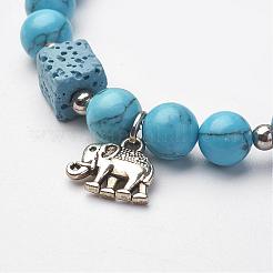 Эластичные браслеты из натурального вулканического камня BJEW-K142-D01