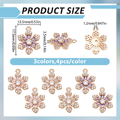 12 pendentif en laiton bicolore avec zircone cubique&nbsp;KK-DR0001-57