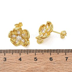 Fornituras de pendientes de perlas de circonio cúbico de micro pavé de latón&nbsp;CU-CBA6E4E-01G