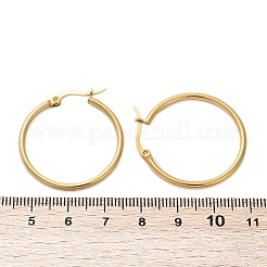 Pendientes de aro de acero inoxidable 201 con revestimiento al vacío de PVD para mujer&nbsp;EJEW-G260-02A-G
