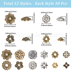 360шт 12 стиля колпачки из сплава в тибетском стиле&nbsp;TIBE-SC0002-33
