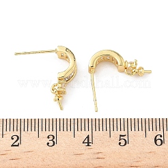 Фурнитура для серег-гвоздиков из латуни с паве из прозрачного кубического циркония&nbsp;KK-D369-08G