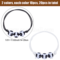 20шт 2-цветный пластиковый футбольный браслет из плетеных бусин&nbsp;BJEW-SP0001-19