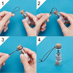 透明ガラスウィッシングボトルペンダントデコレーション  中にプラスチック製のビーズとペンダントが入っています  コルク栓  透明  120mm  12個/セット&nbsp;HJEW-WH0036-43