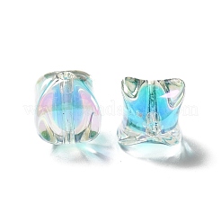 ツートン UV メッキ レインボー虹色アクリル ビーズ  長方形  ライトスカイブルー  15~15.5x14x14mm  穴：2.7mm&nbsp;TACR-D010-04E