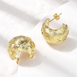 Латунные плетеные серьги-гвоздики в форме буквы С EJEW-H171-04G