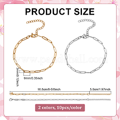 20 bracelet en acier inoxydable avec chaîne et trombones&nbsp;BJEW-ME0001-15