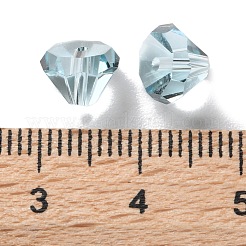 K9ガラス  模造オーストリアクリスタルビーズ  多面カット  ダイヤモンド  ライトブルー  5.5x8x8mm  穴：1.2mm&nbsp;GLAA-R001-04B