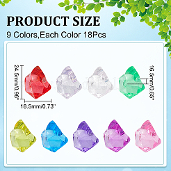 160шт 9 цвета прозрачные акриловые бусины&nbsp;OACR-WR0001-09