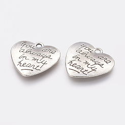 Тибетский стиль резные слова сплава сердца подвески&nbsp;X-TIBEP-Q043-190-RS