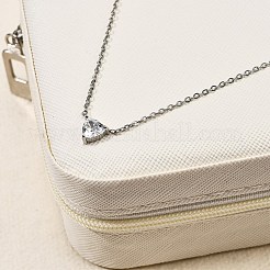 Ожерелья из нержавеющей стали 304 с треугольным кулоном из кубического циркония для женщин&nbsp;NJEW-Z064-02P