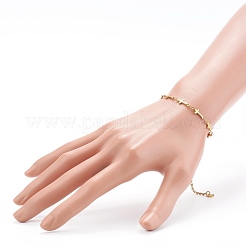 304ステンレススチールクロスリンクブレスレット  カニカン付き  ゴールドカラー  7-3/8インチ（18.7cm）&nbsp;BJEW-JB06062