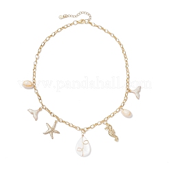 Женское ожерелье-цепочка с подвеской в виде капли из сплава эмали&nbsp;NJEW-JN05407-01