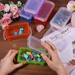 6 шт. 6-цветный прозрачный пластиковый штабелируемый мини-органайзер для бусин с запирающейся крышкой CON-BC0007-66