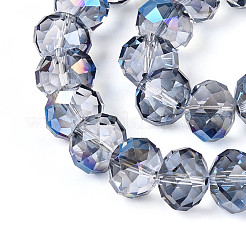 Прозрачные стеклянные бусины-рондели&nbsp;EGLA-T029-14mm-13T-01