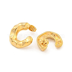304ステンレススチール製イヤリング  女性用スタッドピアス  C字型  ゴールドカラー  19x17mm&nbsp;EJEW-L290-015G