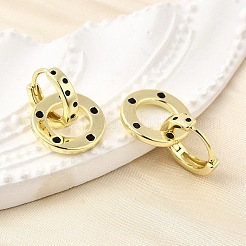 Плоские круглые серьги-кольца из латуни с микропаве из кубического циркония EJEW-U061-02G