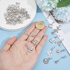 9スタイルの合金ペンダント装飾36個  合金製カニカン付き  アンティークシルバー＆プラチナ  28~38mm  4個/スタイル&nbsp;HJEW-GO00255