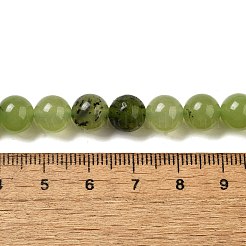 天然の天然翡翠ビーズ連売りを染めた  ラウンド  黄緑  8mm  穴：1.2mm  約23個/連  7.28インチ（18.5cm）&nbsp;G-G021-02B-14