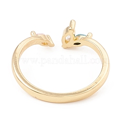 Кольцо-манжета с цветным кубическим цирконием и конским глазом&nbsp;KK-E005-10G