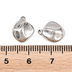 304ステンレススチールチャーム  不規則な小石の形をしたチャーム  ステンレス鋼色  12.5x10x4mm  穴：0.9mm&nbsp;STAS-L317-47P