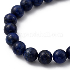 Bracciali con perline elastiche in lapislazzuli naturali (tinti).&nbsp;BJEW-JB05426-04