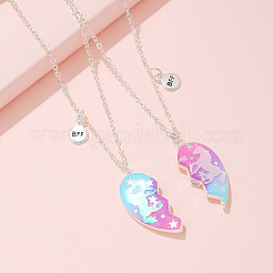 2 шт. сплав цветной эмали магнитный единорог сердце кулон дружба ожерелья для женщин&nbsp;FS-WGC6FE6-01