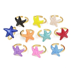 Anelli polsino regolabili in ottone smaltato per donna&nbsp;RJEW-G357-01L